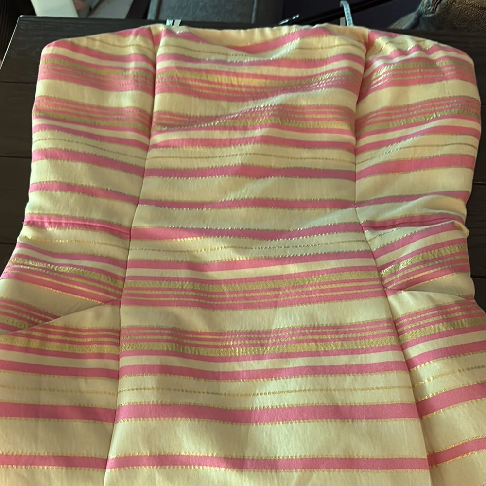 Striped Pink and Cream strapless dress